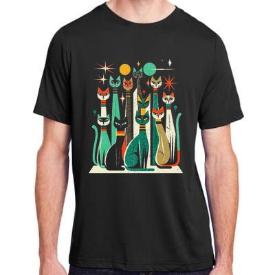 Vintage Retro Mid Century Long Neck Cats 50s 60s Style Adult ChromaSoft Performance T-Shirt