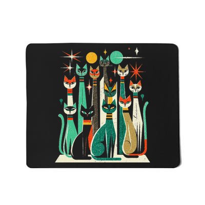 Vintage Retro Mid Century Long Neck Cats 50s 60s Style Mousepad