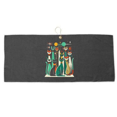 Vintage Retro Mid Century Long Neck Cats 50s 60s Style Large Microfiber Waffle Golf Towel