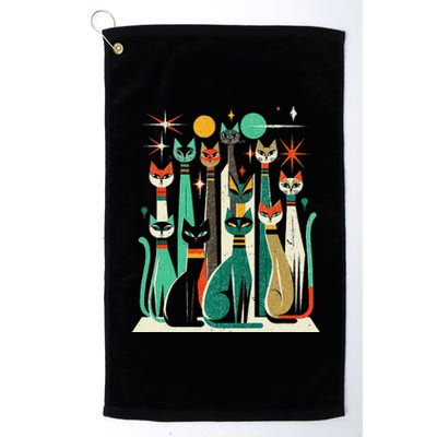 Vintage Retro Mid Century Long Neck Cats 50s 60s Style Platinum Collection Golf Towel