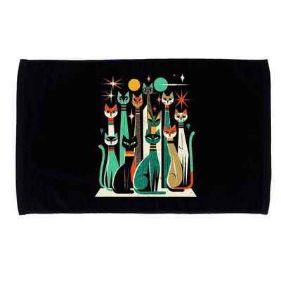 Vintage Retro Mid Century Long Neck Cats 50s 60s Style Microfiber Hand Towel