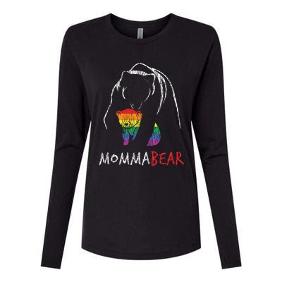 Vintage Rainbow Mama Bear Hug Love Support Parent Pride LGBT Womens Cotton Relaxed Long Sleeve T-Shirt