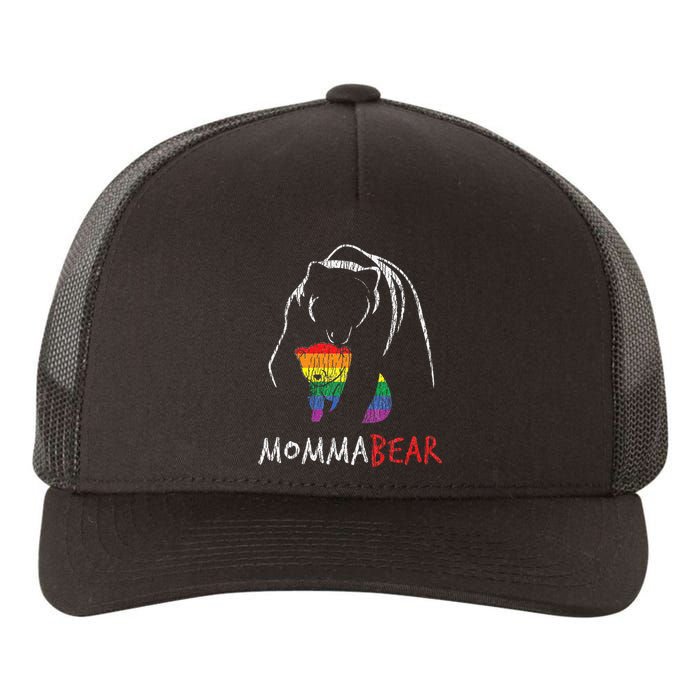 Vintage Rainbow Mama Bear Hug Love Support Parent Pride LGBT Yupoong Adult 5-Panel Trucker Hat