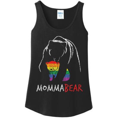 Vintage Rainbow Mama Bear Hug Love Support Parent Pride LGBT Ladies Essential Tank