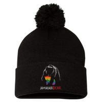 Vintage Rainbow Mama Bear Hug Love Support Parent Pride LGBT Pom Pom 12in Knit Beanie