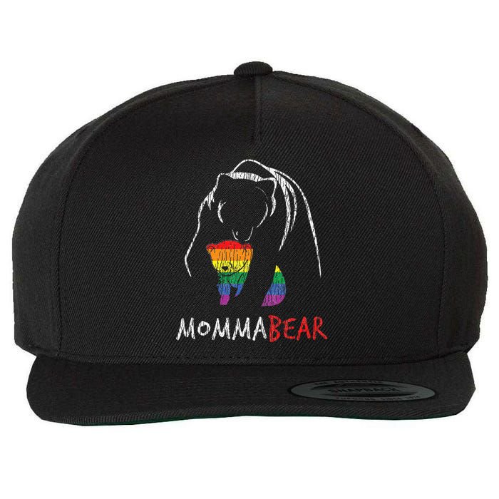 Vintage Rainbow Mama Bear Hug Love Support Parent Pride LGBT Wool Snapback Cap