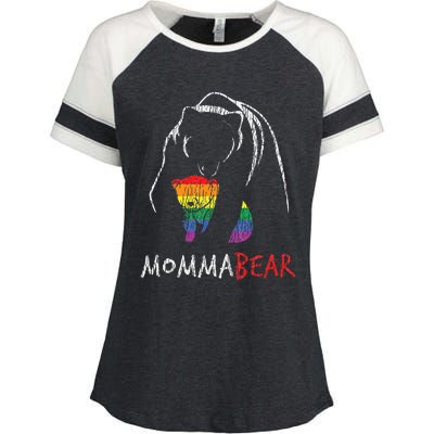 Vintage Rainbow Mama Bear Hug Love Support Parent Pride LGBT Enza Ladies Jersey Colorblock Tee