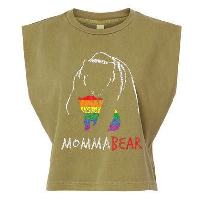 Vintage Rainbow Mama Bear Hug Love Support Parent Pride LGBT Garment-Dyed Women's Muscle Tee