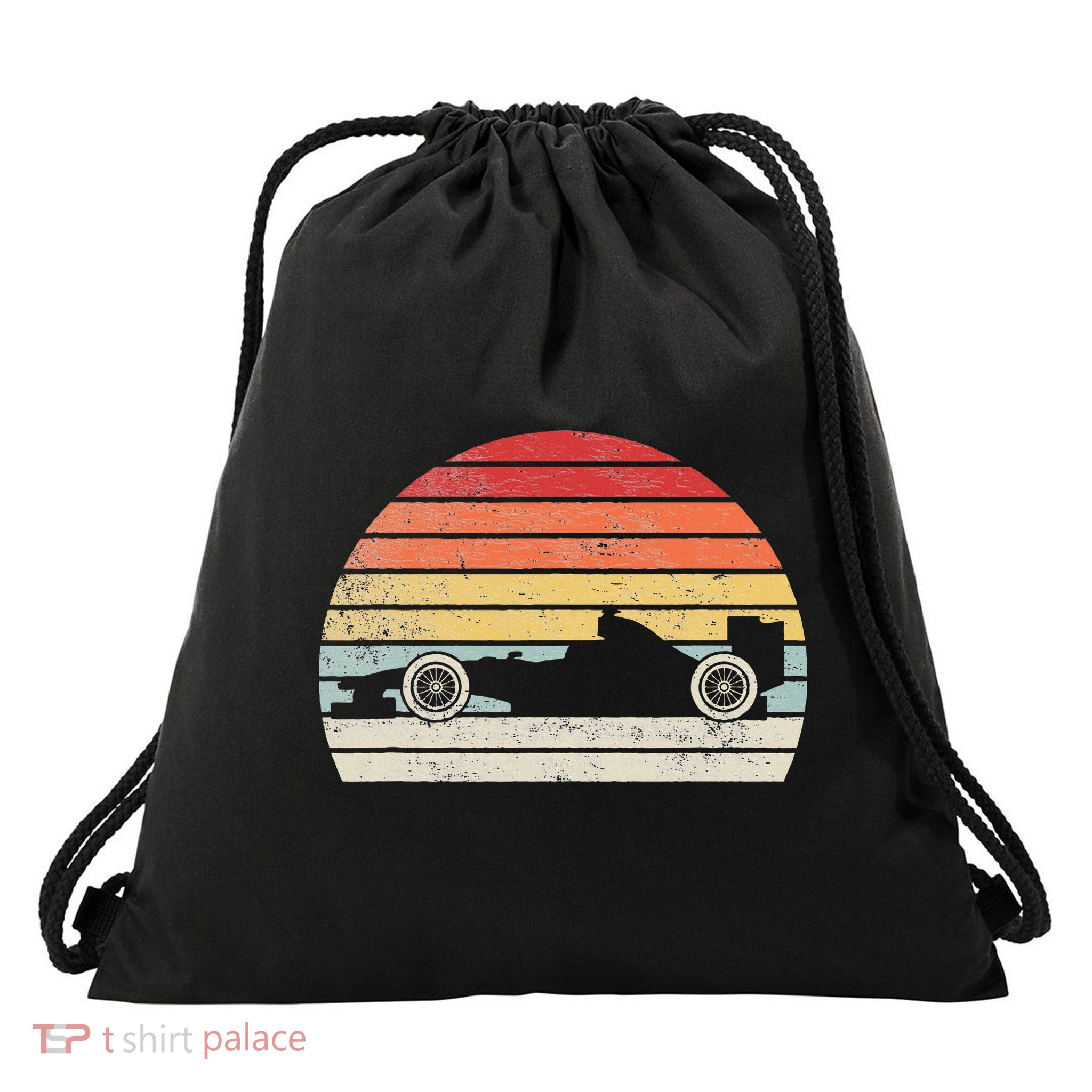 Vintage Retro Mechanic Sport Formula Race Car Drawstring Bag