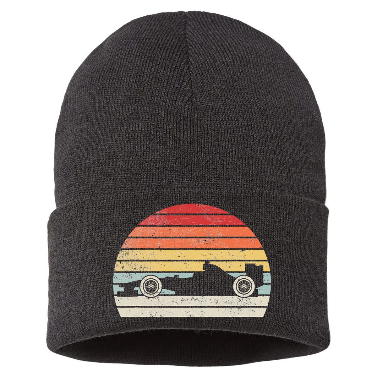 Vintage Retro Mechanic Sport Formula Race Car Sustainable Knit Beanie