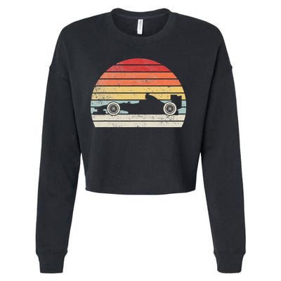 Vintage Retro Mechanic Sport Formula Race Car Cropped Pullover Crew