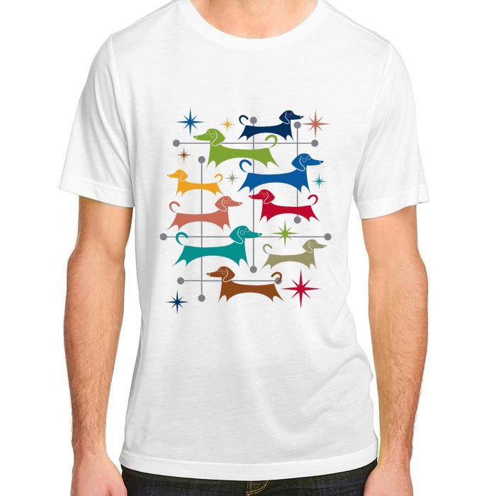 Vintage Retro Midcentury Modern Style Dachshunds Dogs Adult ChromaSoft Performance T-Shirt