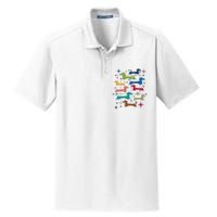 Vintage Retro Midcentury Modern Style Dachshunds Dogs Dry Zone Grid Polo