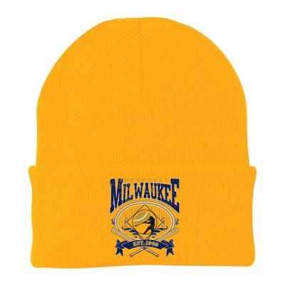 Vintage Retro Milwaukee Baseball Knit Cap Winter Beanie