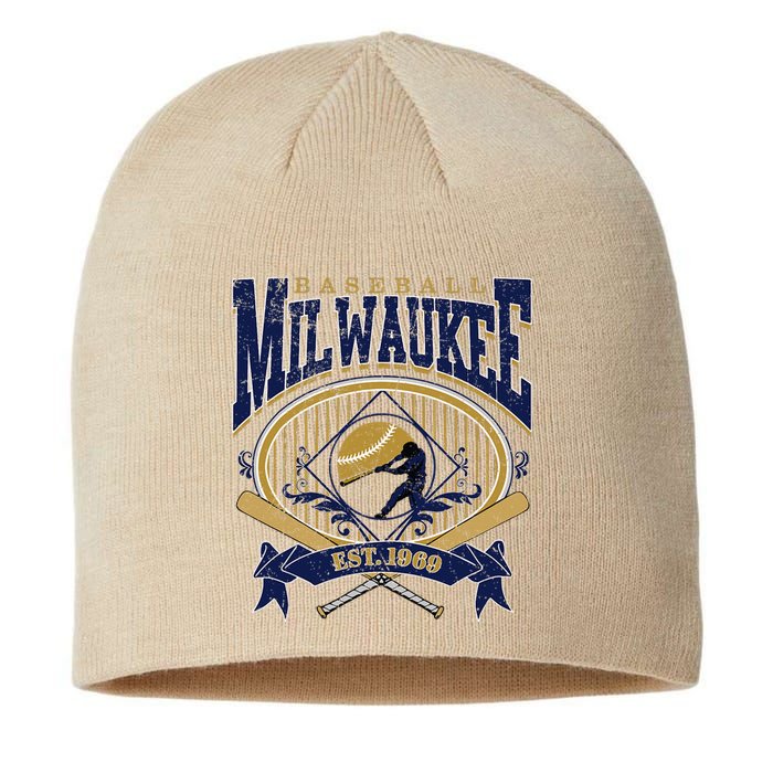 Vintage Retro Milwaukee Baseball Sustainable Beanie