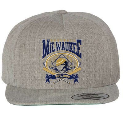 Vintage Retro Milwaukee Baseball Wool Snapback Cap