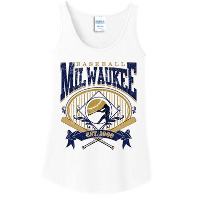 Vintage Retro Milwaukee Baseball Ladies Essential Tank