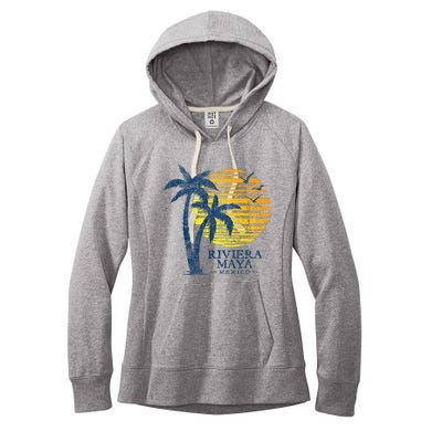 Vintage Riviera Maya Mexico Souvenir Beach Sunset Women's Fleece Hoodie