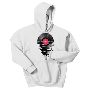 Vinyl Record Music Lp Classic 80s Sunset Kids Hoodie