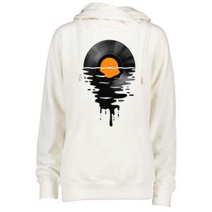 Vinyl Record Music Lp Classic 80s Sunset Womens Funnel Neck Pullover Hood