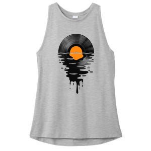 Vinyl Record Music Lp Classic 80s Sunset Ladies PosiCharge Tri-Blend Wicking Tank