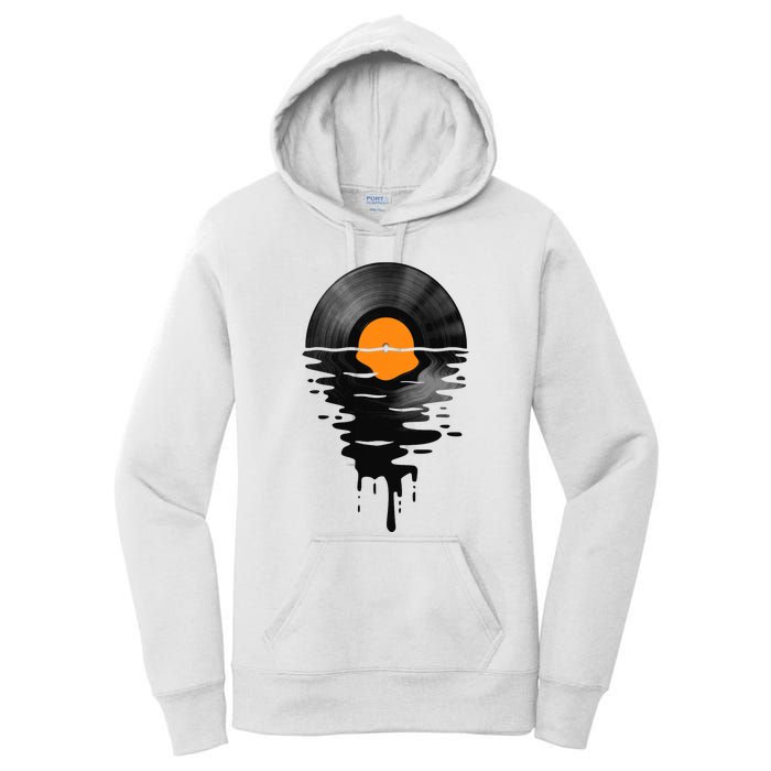 Vinyl Record Music Lp Classic 80s Sunset Women's Pullover Hoodie