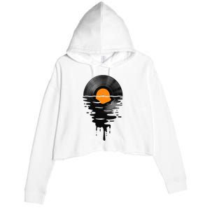 Vinyl Record Music Lp Classic 80s Sunset Crop Fleece Hoodie