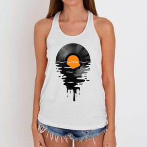 Vinyl Record Music Lp Classic 80s Sunset Women's Knotted Racerback Tank