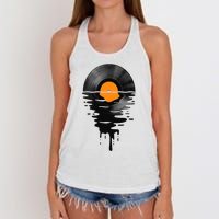 Vinyl Record Music Lp Classic 80s Sunset Women's Knotted Racerback Tank