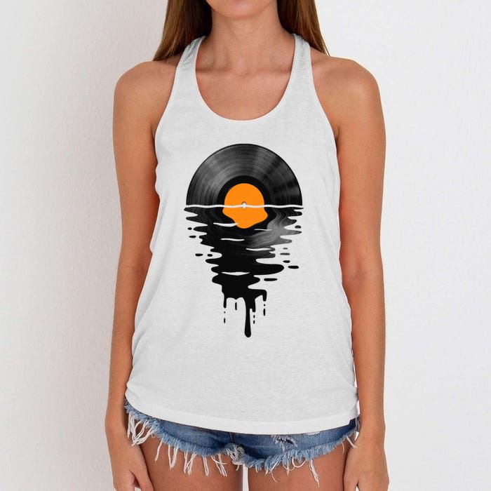 Vinyl Record Music Lp Classic 80s Sunset Women's Knotted Racerback Tank