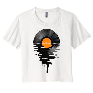 Vinyl Record Music Lp Classic 80s Sunset Women's Crop Top Tee