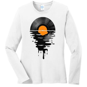 Vinyl Record Music Lp Classic 80s Sunset Ladies Long Sleeve Shirt