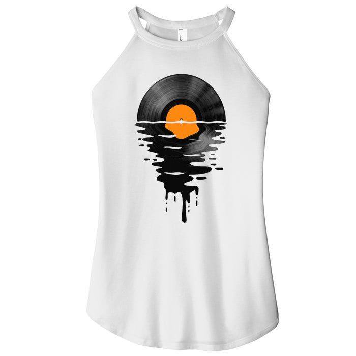 Vinyl Record Music Lp Classic 80s Sunset Women's Perfect Tri Rocker Tank