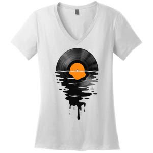 Vinyl Record Music Lp Classic 80s Sunset Women's V-Neck T-Shirt