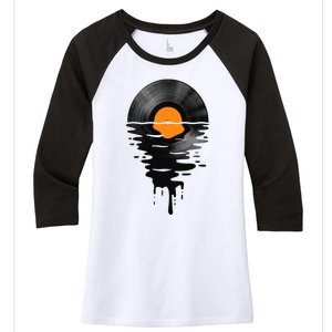 Vinyl Record Music Lp Classic 80s Sunset Women's Tri-Blend 3/4-Sleeve Raglan Shirt