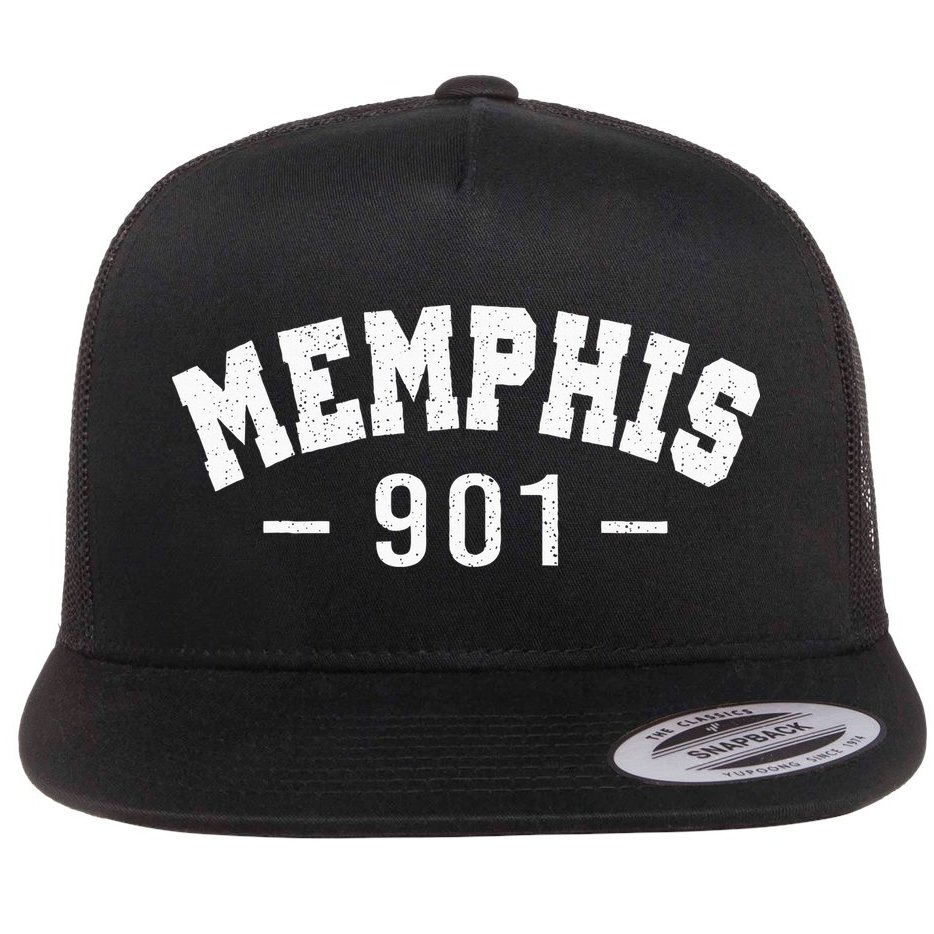 Vintage Retro Memphis City 901 Area Code Tennessee Flat Bill Trucker Hat