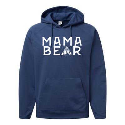 Vintage Retro Mama Bear Matching Family Boho Hippie Gift Performance Fleece Hoodie