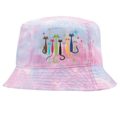 Vintage Retro Midcentury Modern Look Cats 50s 60s Style Tie-Dyed Bucket Hat