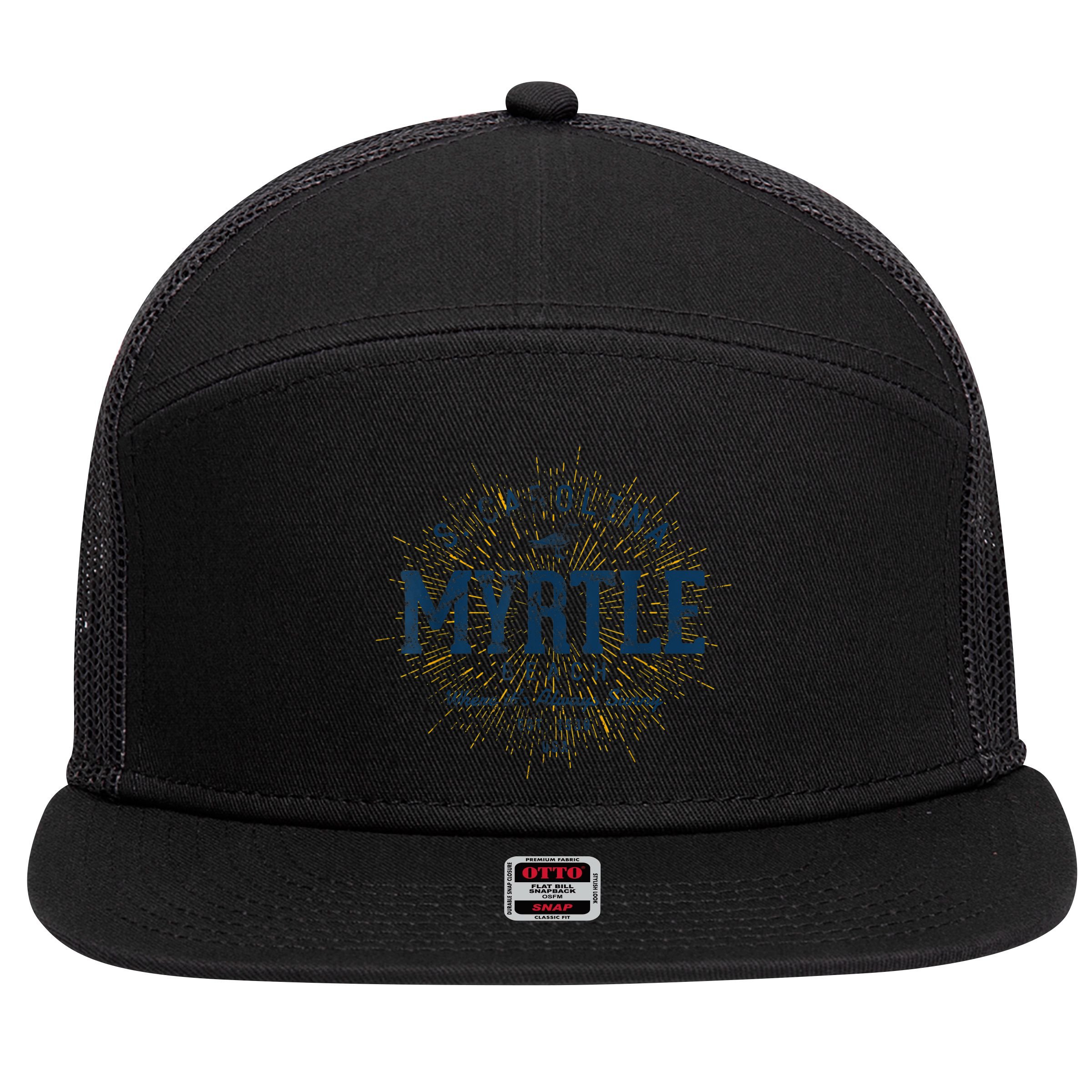 Vintage Retro Myrtle Beach 7 Panel Mesh Trucker Snapback Hat