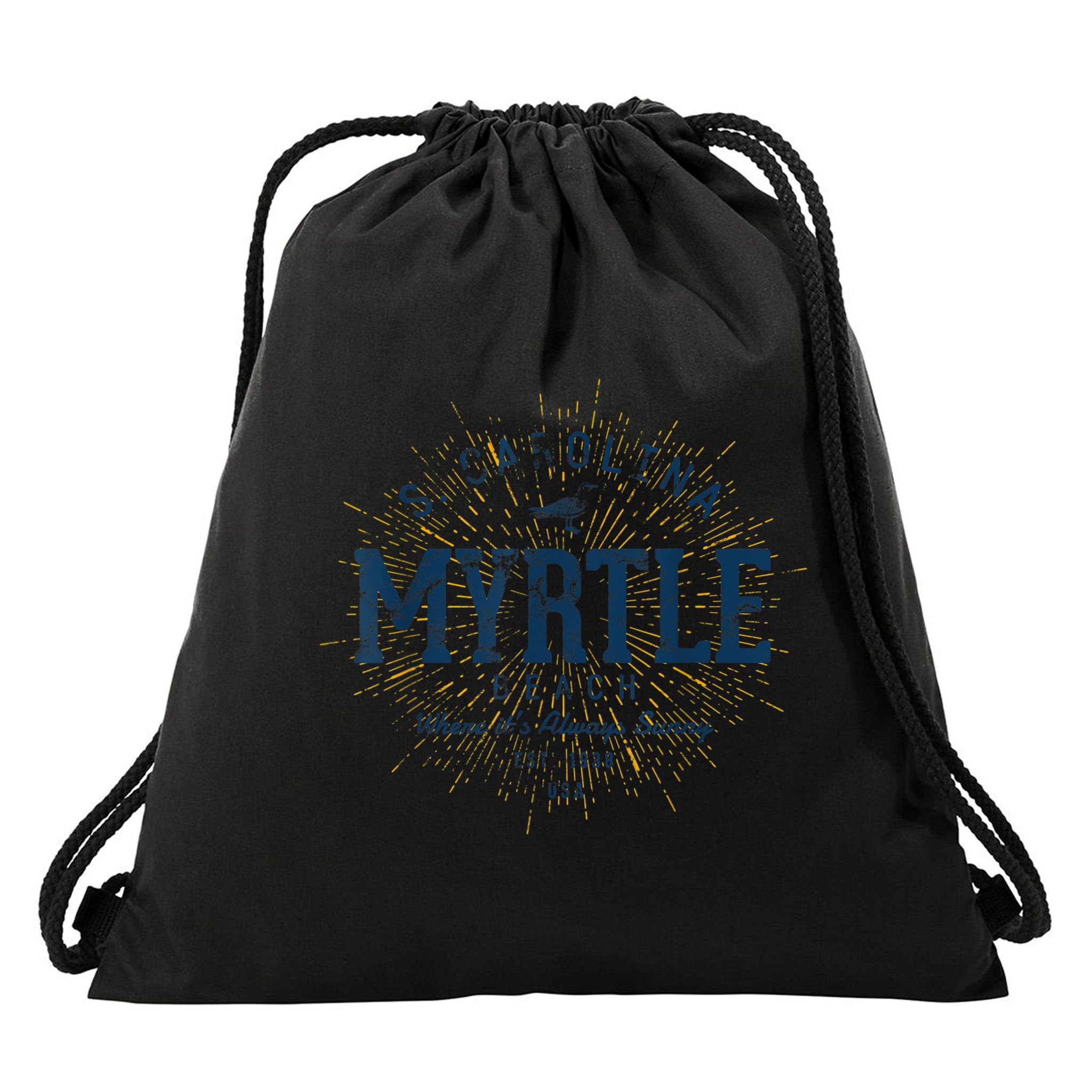 Vintage Retro Myrtle Beach Drawstring Bag