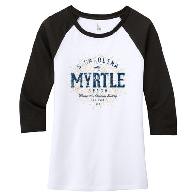 Vintage Retro Myrtle Beach Women's Tri-Blend 3/4-Sleeve Raglan Shirt