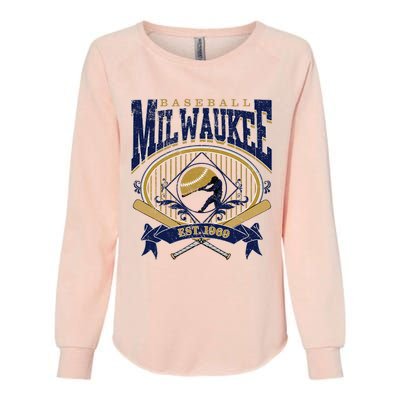 Vintage Retro Milwaukee Baseball Womens California Wash Sweatshirt