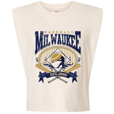 Vintage Retro Milwaukee Baseball Garment-Dyed Women's Muscle Tee