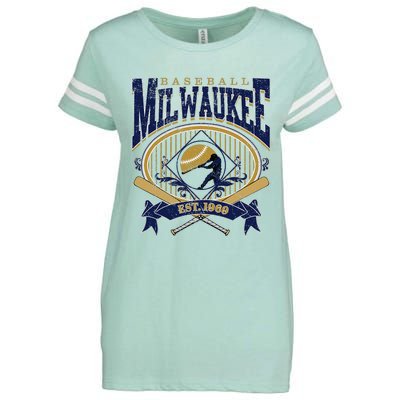 Vintage Retro Milwaukee Baseball Enza Ladies Jersey Football T-Shirt