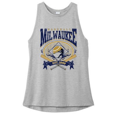 Vintage Retro Milwaukee Baseball Ladies PosiCharge Tri-Blend Wicking Tank