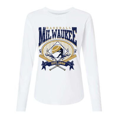 Vintage Retro Milwaukee Baseball Womens Cotton Relaxed Long Sleeve T-Shirt