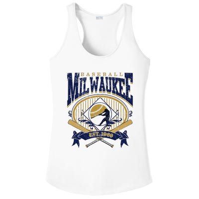 Vintage Retro Milwaukee Baseball Ladies PosiCharge Competitor Racerback Tank