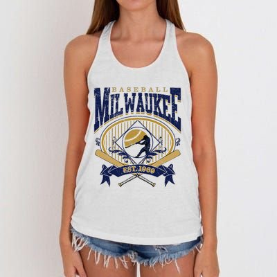 Vintage Retro Milwaukee Baseball Women's Knotted Racerback Tank