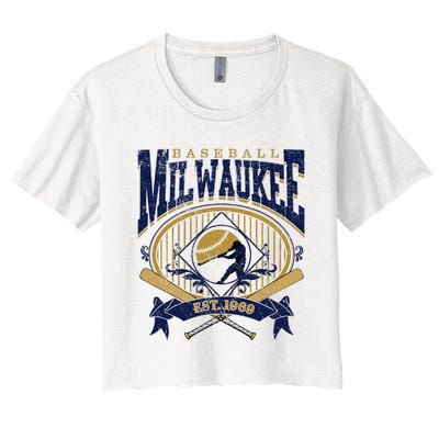 Vintage Retro Milwaukee Baseball Women's Crop Top Tee