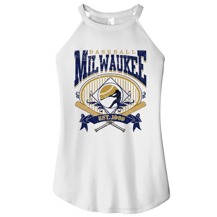 Vintage Retro Milwaukee Baseball Women's Perfect Tri Rocker Tank